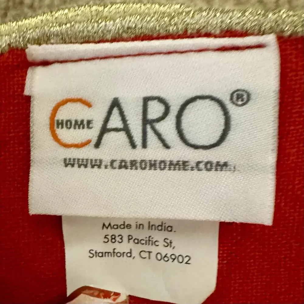 Caro Home Red Gold Scalloped Placemats Set of 2 Cotton Holiday Decor
